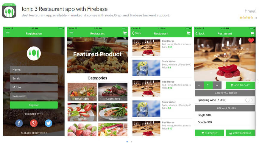 Ionic 3 Restaurant App