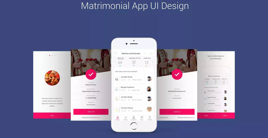 matrimony UI design