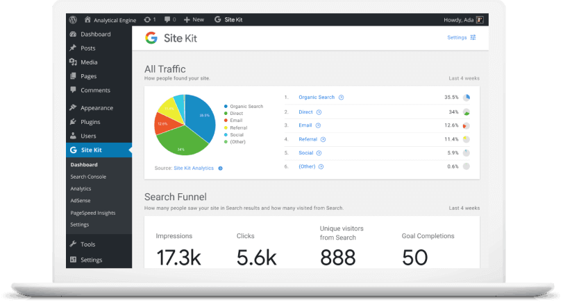 Google Site Kit WordPress Plugin Dashboard